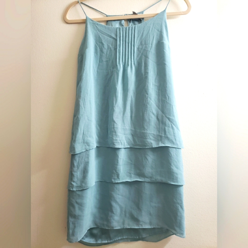 Lightweight Aqua cokor Strap/Slip layer sleeveless midi dress